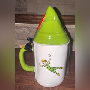 Cute 🥰  Peter Pan  Mug with Topper Hat And Red Feather“PETER PAN” by Rae Dunn